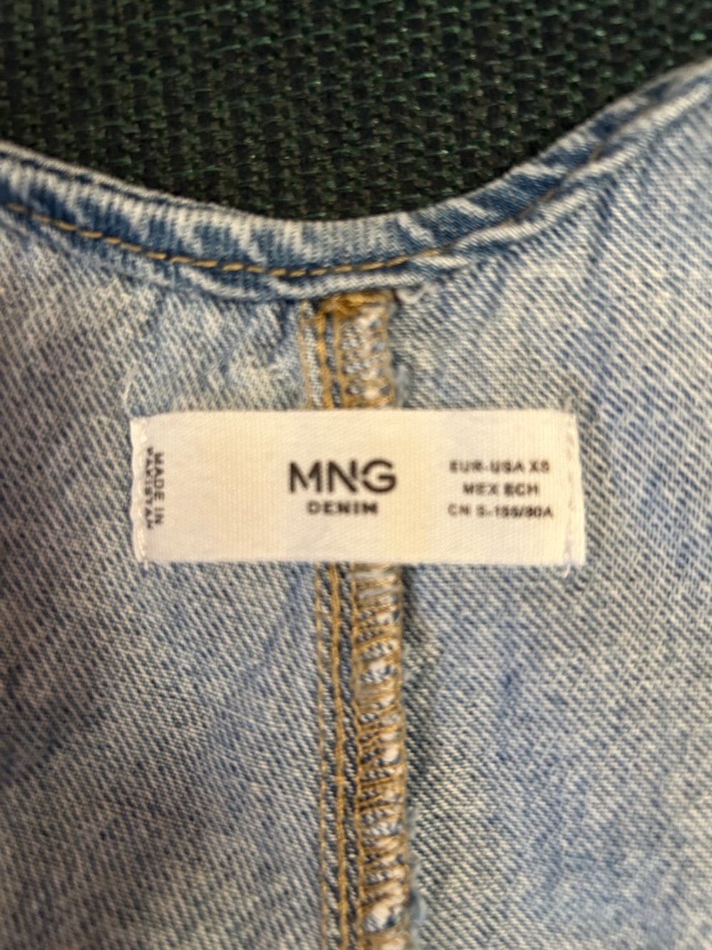 Mango Light Wash Cropped Denim Overalls | Size XS - Picture 2 of 4